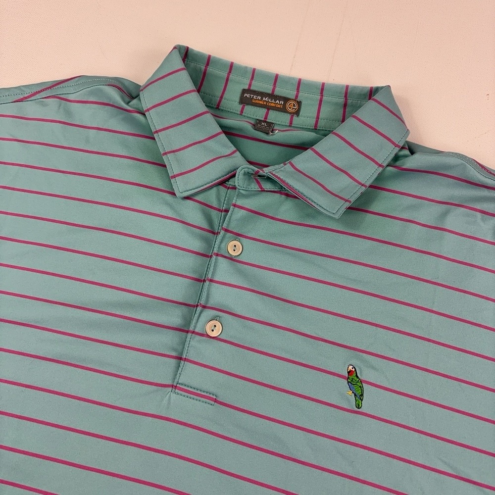 The Abaco Club Peter Millar Summer Comfort Polo Mens XL Stripe Golf Short Sleeve